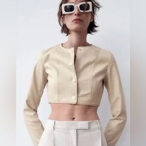 Women's Cream Cropped Jacket